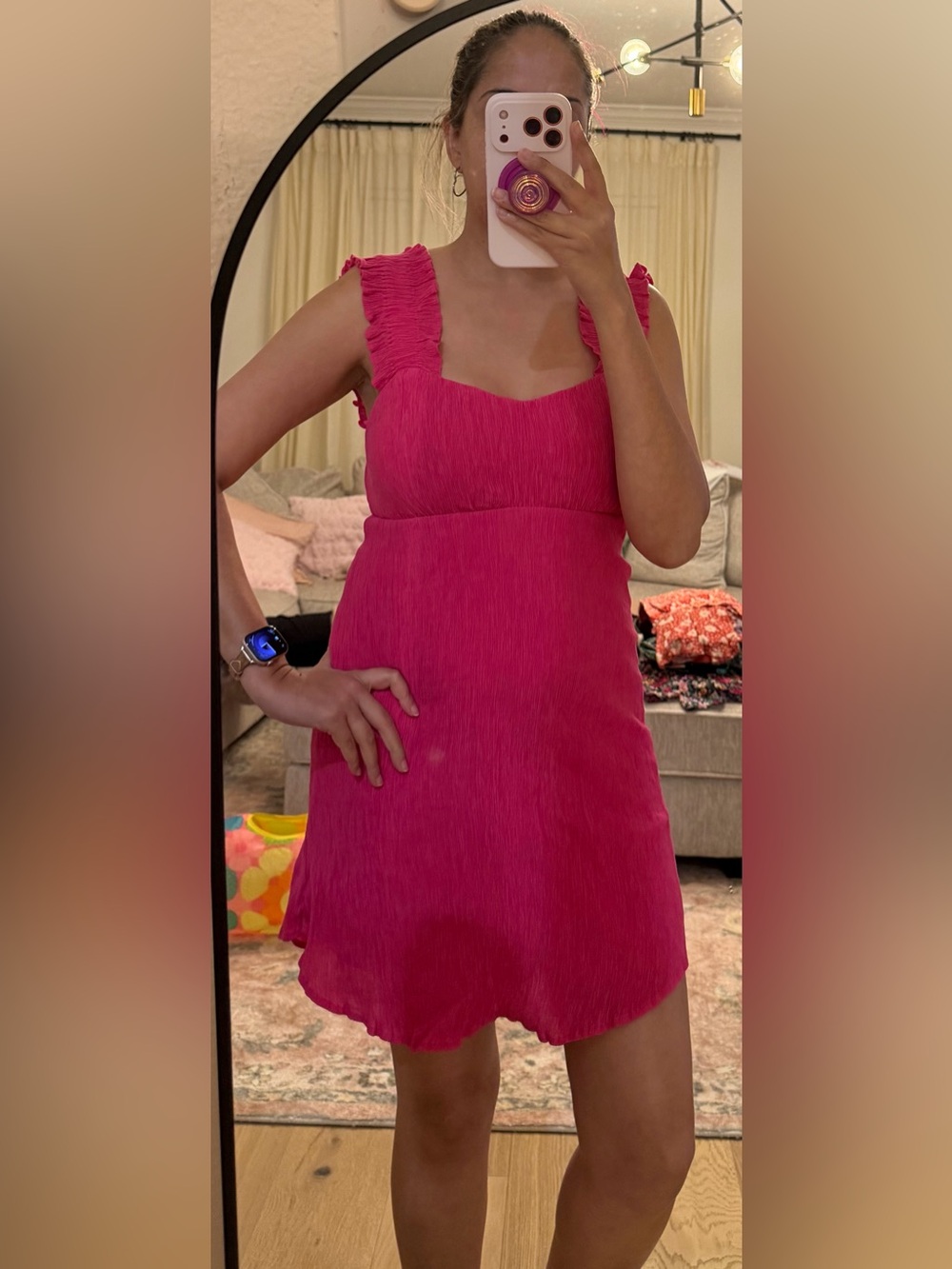 Blu Pepper Fuchsia Ruffled Strap Summer Dress
